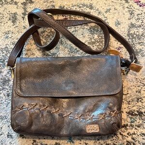 BED|STU Cleo Dark Brown Distressed Leather Crossbody Bag
